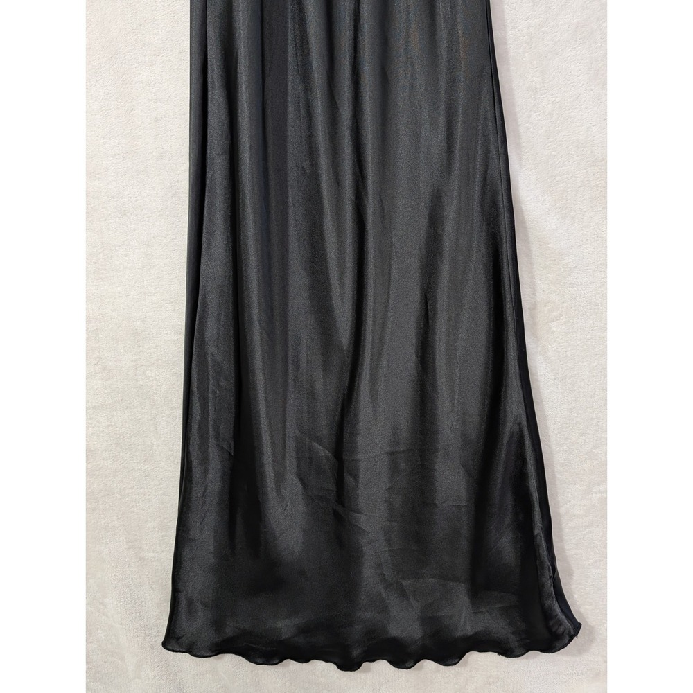 Bebe Maxi Slip Dress Womens S Black Satin Party Y2K Whimisgoth Fairy Romantic - Picture 3 of 8